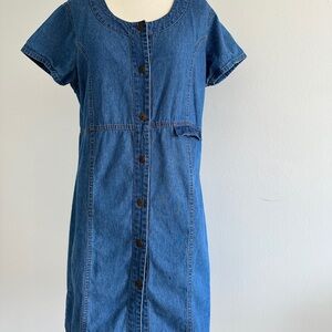 Y2K Vintage Blue Button-Down Denim Dress